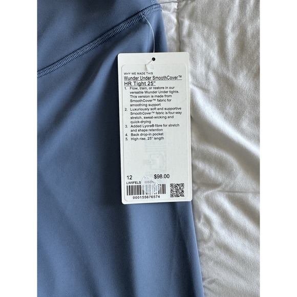 New Lululemon Wunder Under SmoothCover HR Tight 25" Size 12 Leggings Washed Blue - Picture 3 of 11